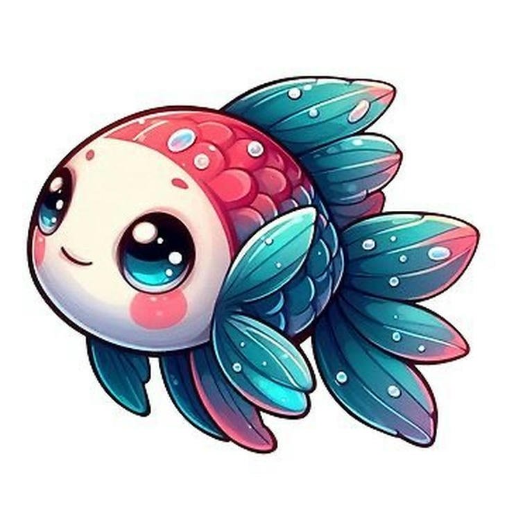 hình ảnh cá chibi minh họa ngộ nghĩnh