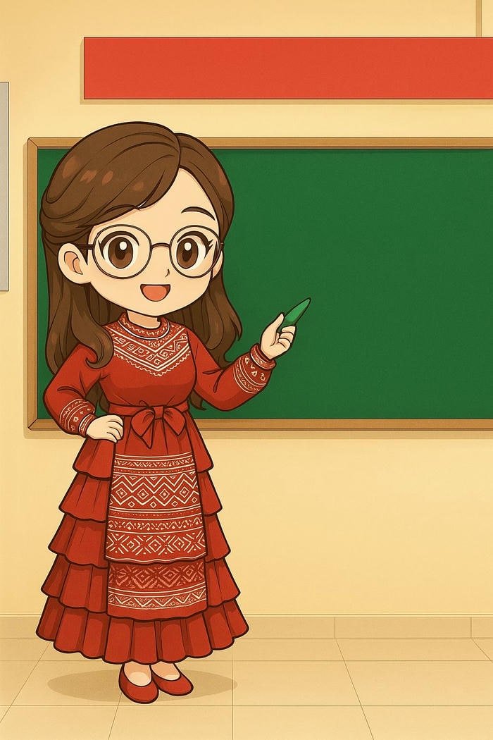 hình ảnh cô giáo chibi thanh lịch