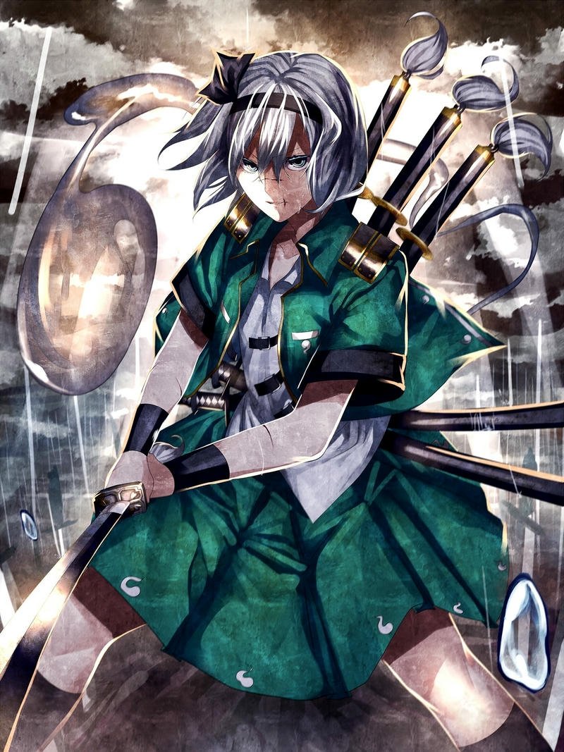 hình anime nữ cầm kiếm pose