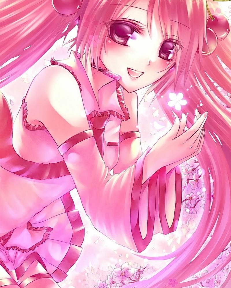 hình anime nữ tóc hồng high quality