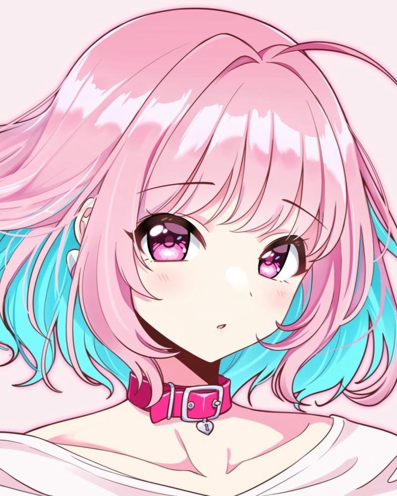 hình anime nữ tóc hồng nhẹ nhàng