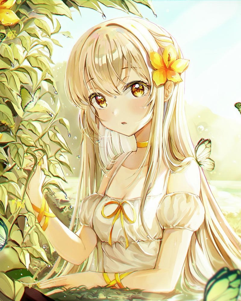 hình anime tóc vàng lung linh