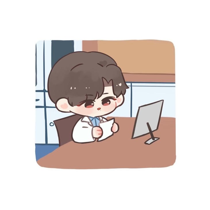 hình bác sĩ chibi làm việc chăm chỉ