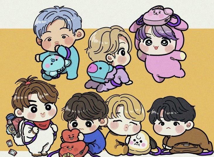hình bts chibi phong cách vui