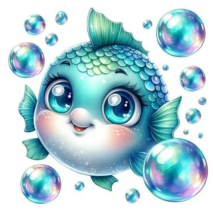 hình cá chibi dễ thương đáng mến