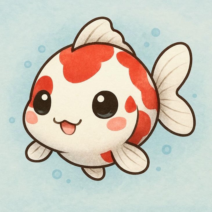hình cá chibi dễ thương đơn giản