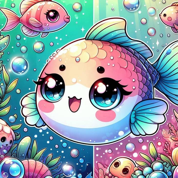 hình cá chibi thơ mộng xao xuyến