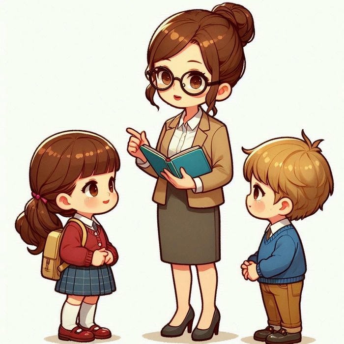 hình cô giáo chibi đang dạy học