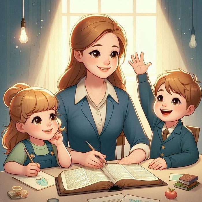 hình cô giáo chibi giản dị