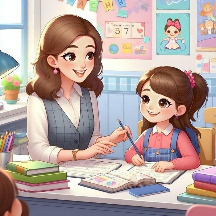 hình cô giáo chibi xinh xắn