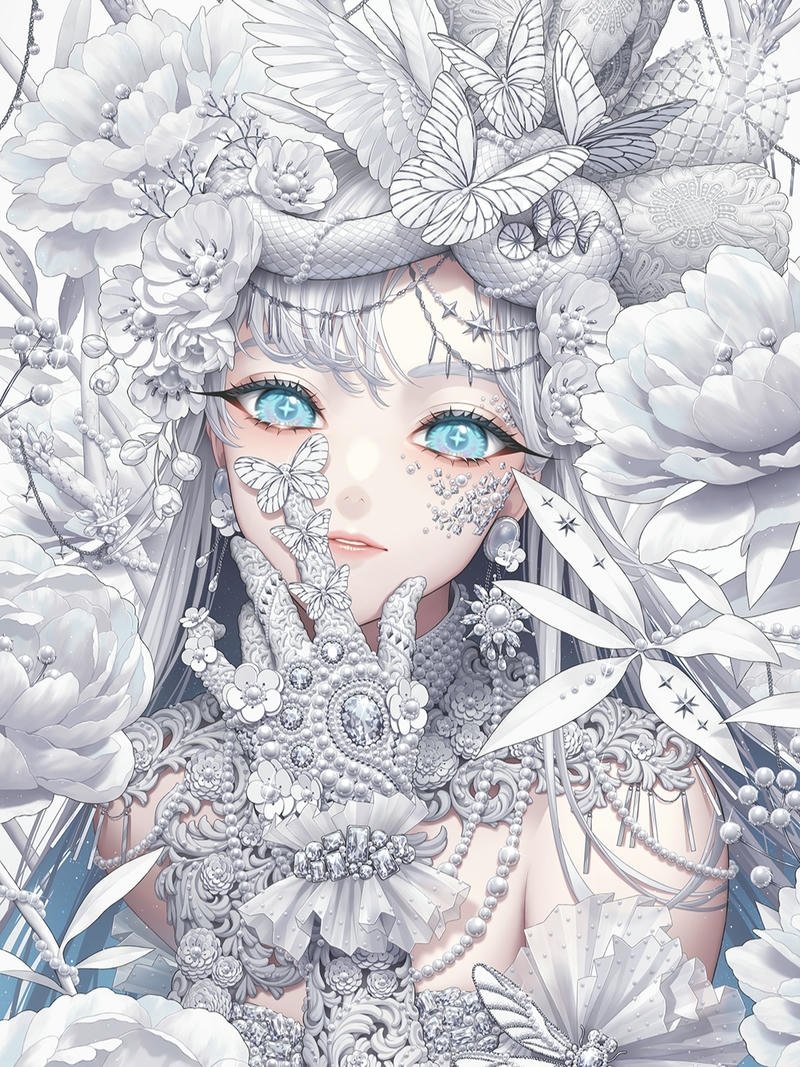 tóc trắng ảnh anime girl xinh xắn