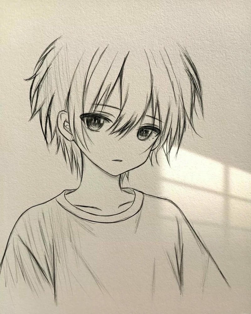 Hình vẽ anime nam chi tiết rõ nét cân đối