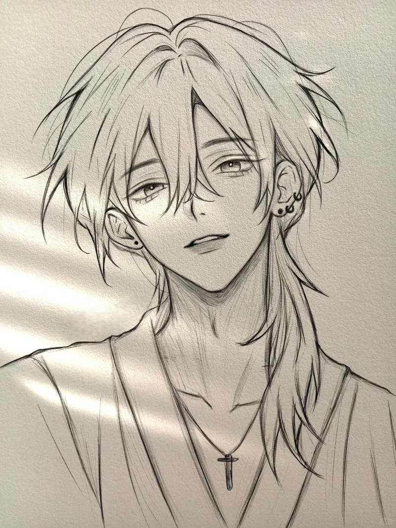 Hình vẽ nhân vật anime nam biểu cảm chân thật