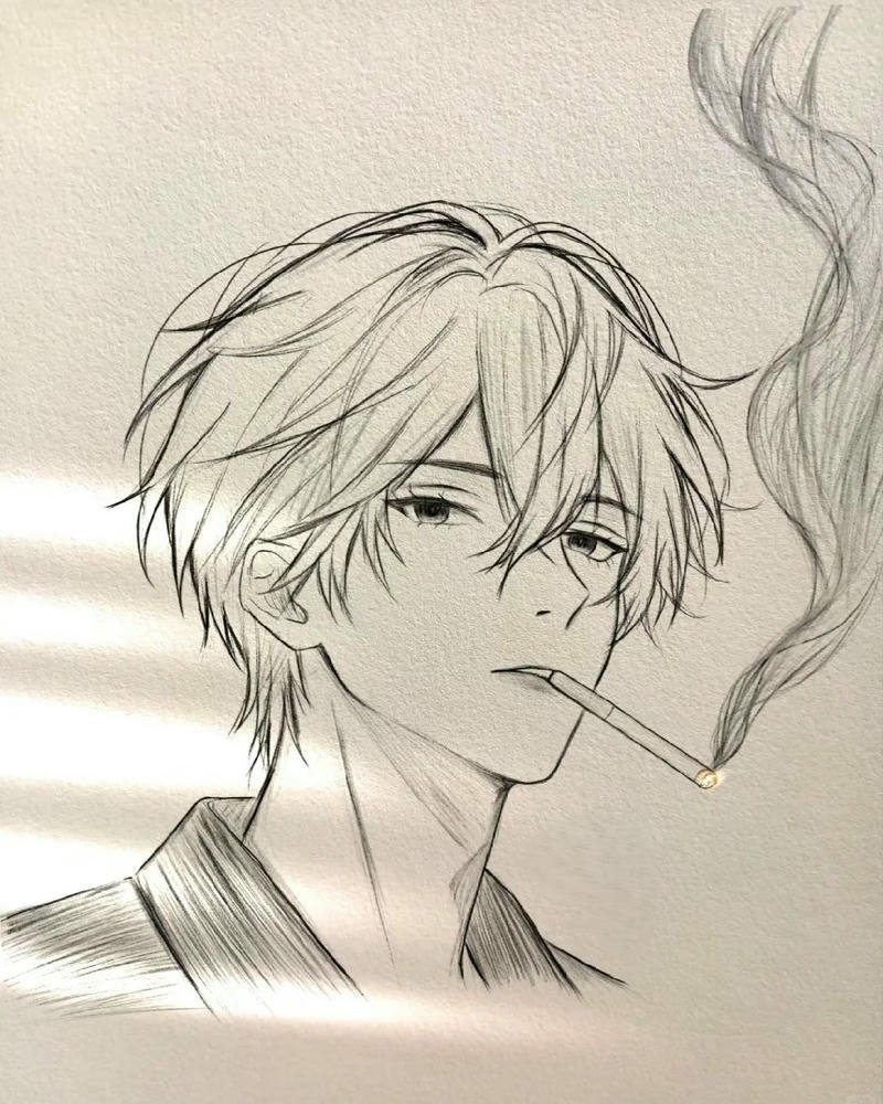 Tranh anime nhân vật nam hình tượng mạnh mẽ ấn tượng