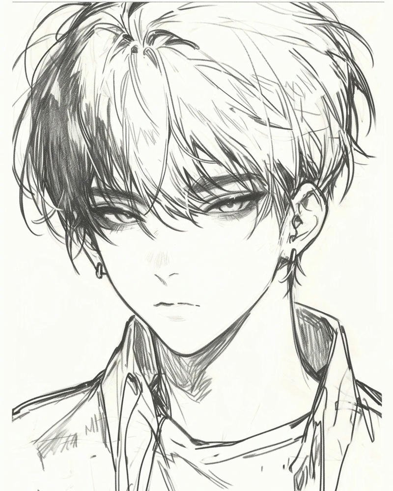 Tranh vẽ anime nam biểu cảm chân thật thu hút người