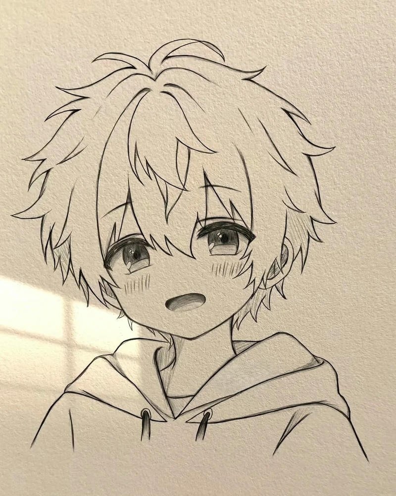 Tranh vẽ anime nam đường nét mềm mại hài hòa đẹp