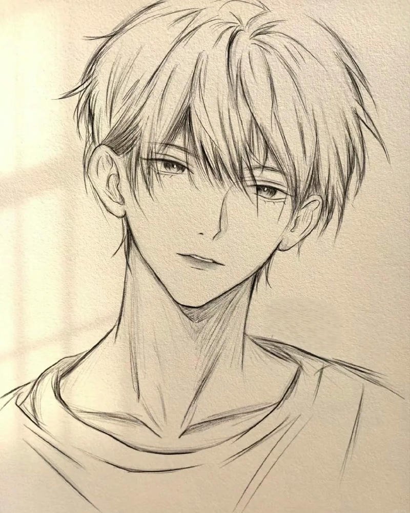 Tranh vẽ anime nam nét vẽ sắc sảo giàu cảm xúc