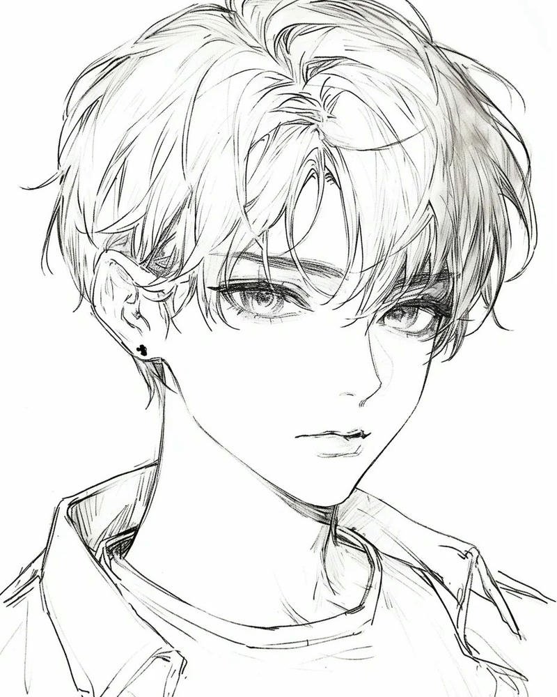 Tranh vẽ anime nam phong thái điềm tĩnh đầy sức hút