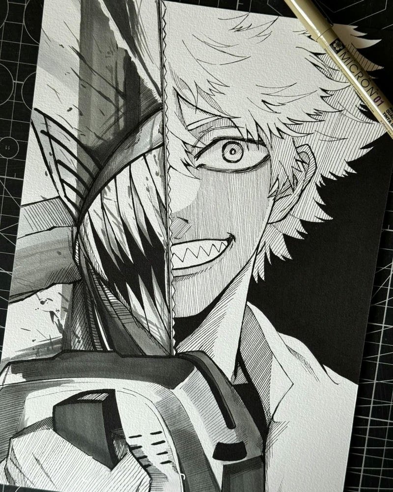 Tranh vẽ nhân vật anime nam phong thái điềm tĩnh