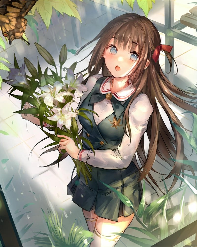 ảnh anime nữ học sinh nhẹ nhàng dễ thương