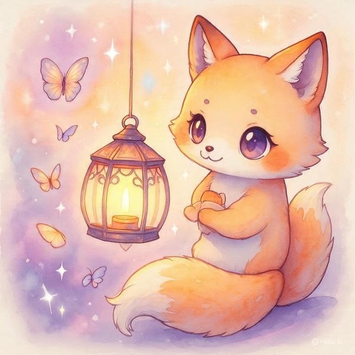 ảnh cáo chibi dễ mến tối giản