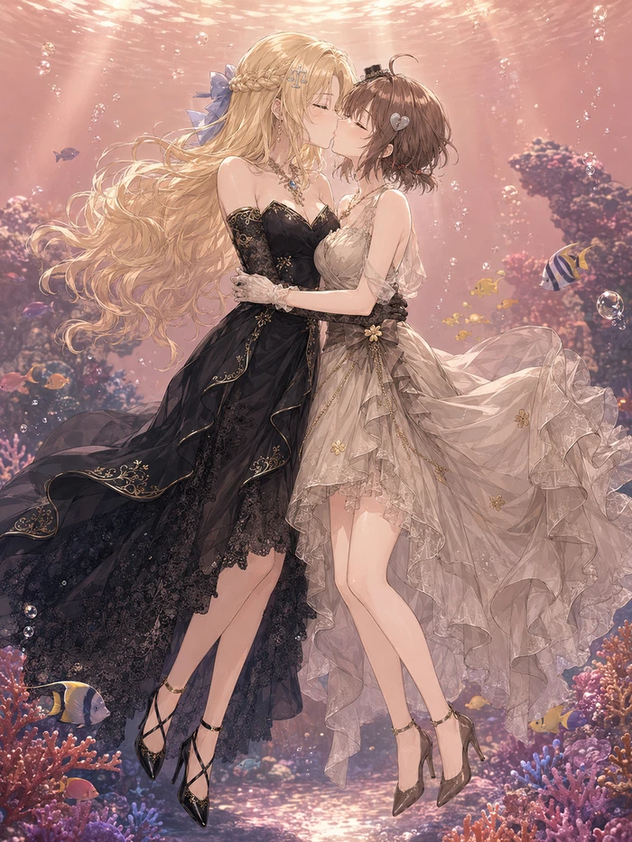 cặp đôi anime less hôn nhau tình cảm