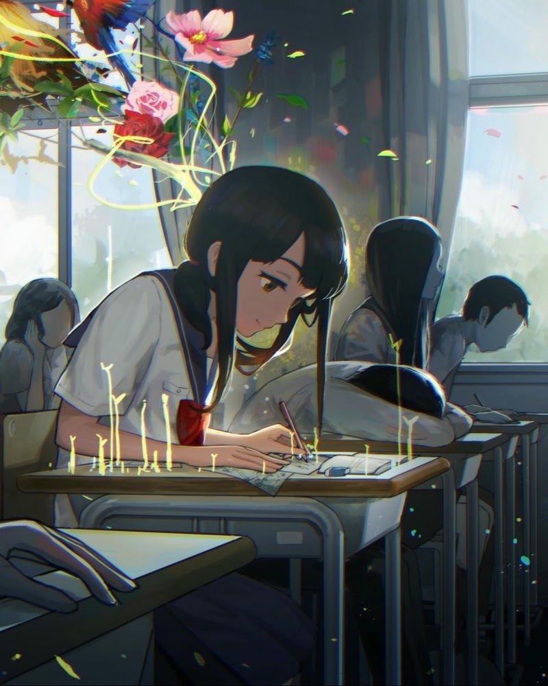 hình ảnh anime nữ học sinh thần thái