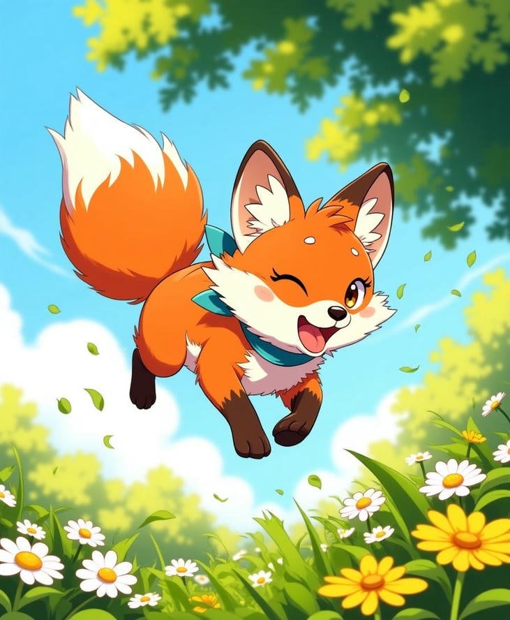 hình ảnh cáo chibi mềm mại trừu tượng