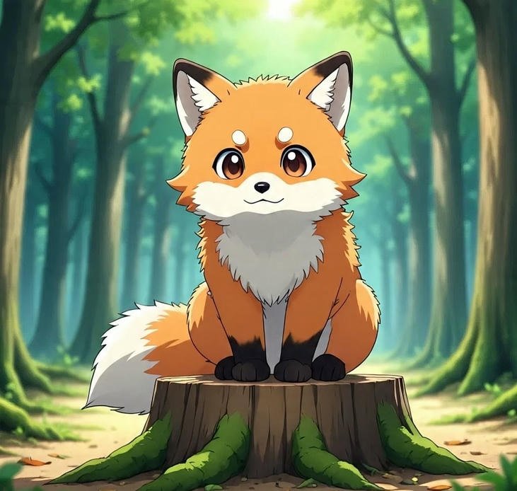 hình ảnh cáo chibi tối giản vui