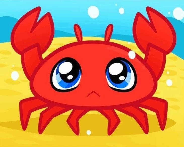 hình ảnh con cua chibi biểu hiện sinh động