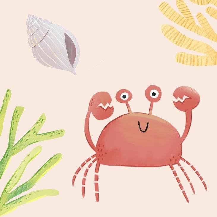 hình ảnh con cua chibi dáng vẻ đáng yêu