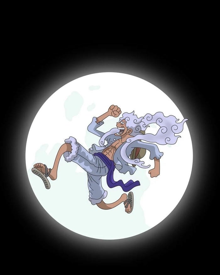 Ảnh Luffy gear 5 chibi nền trăng tròn