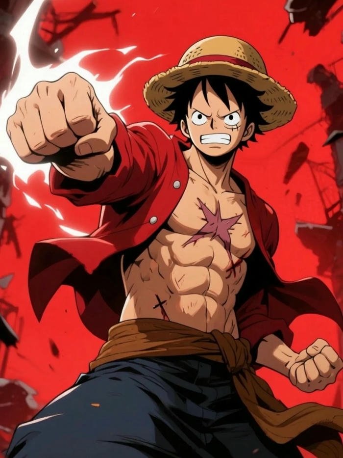 Ảnh Luffy nắm tay chuẩn bị đánh mạnh