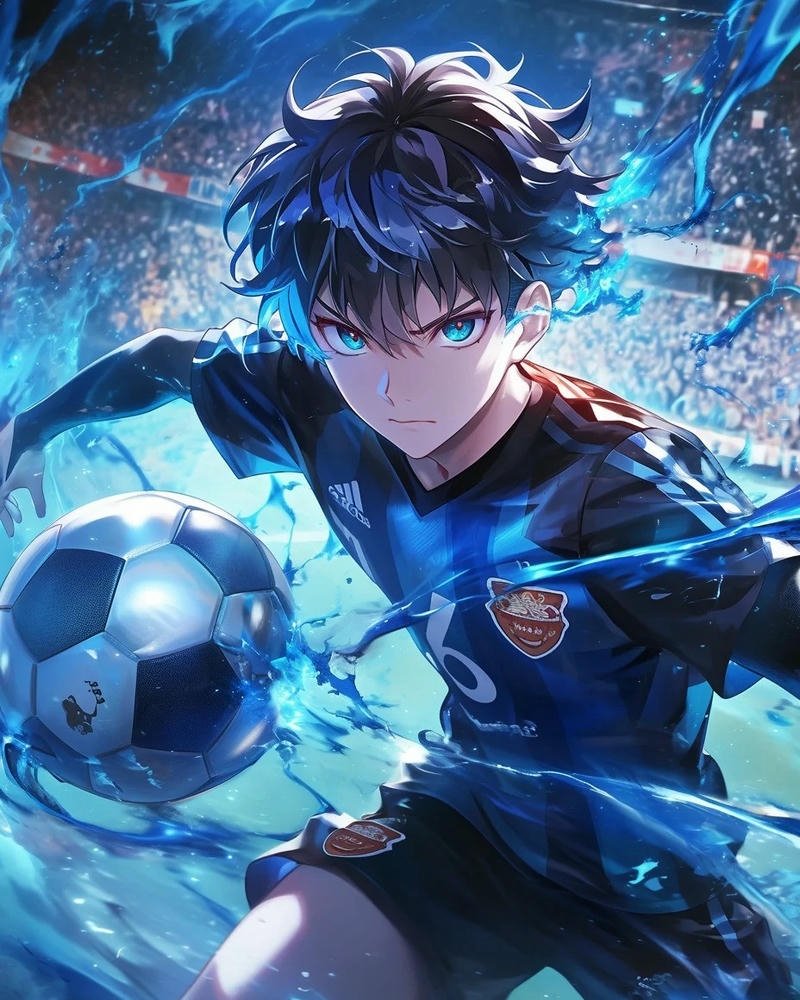 Ảnh anime bóng đá diễn tả tinh thần thi đấu