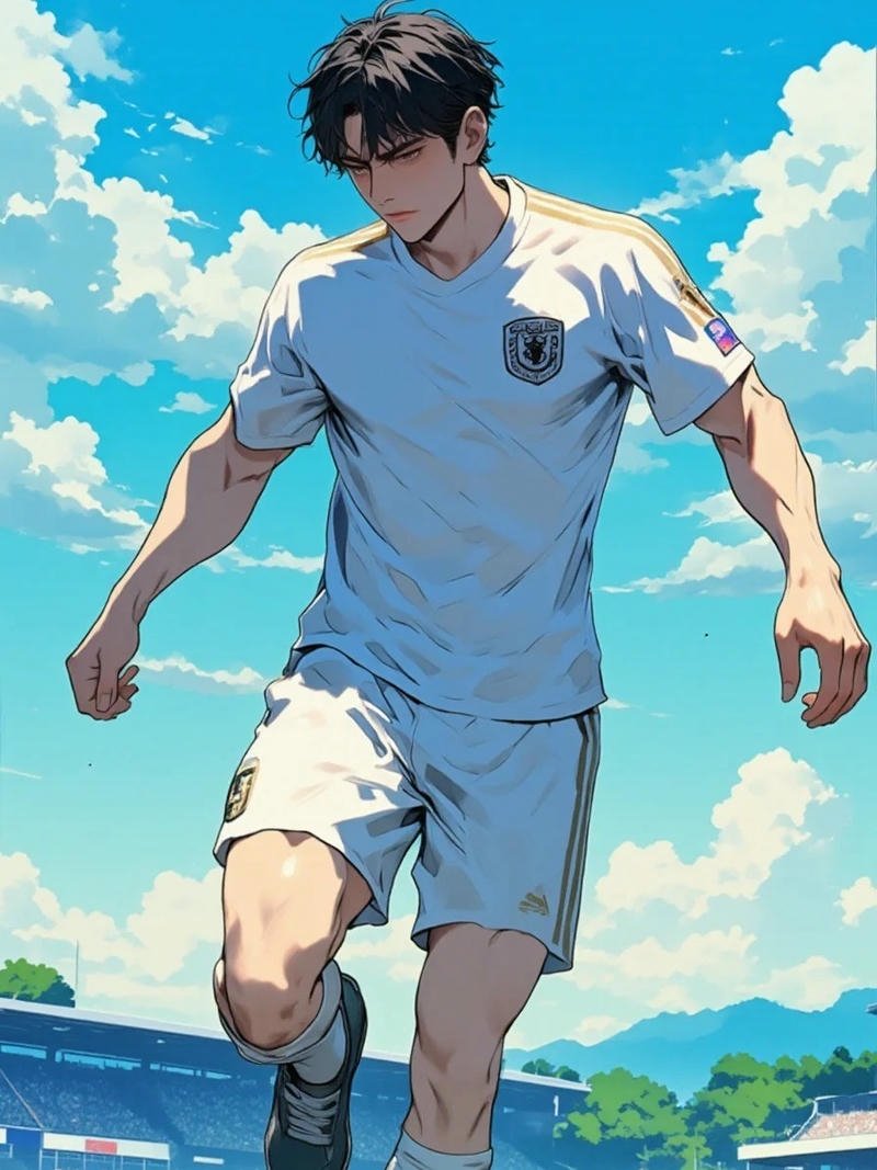 Ảnh anime bóng đá thể hiện chuyển động mạnh mẽ