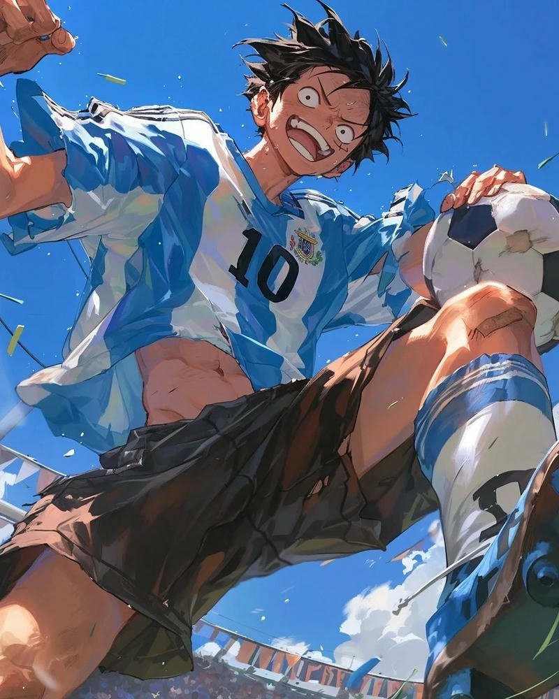 Ảnh anime bóng đá thể hiện kỹ thuật điêu luyện