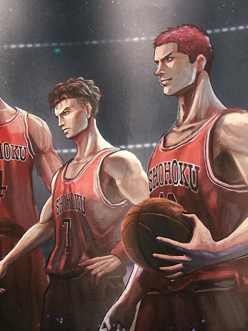 Ảnh anime bóng rổ thể hiện chuyển động dứt khoát