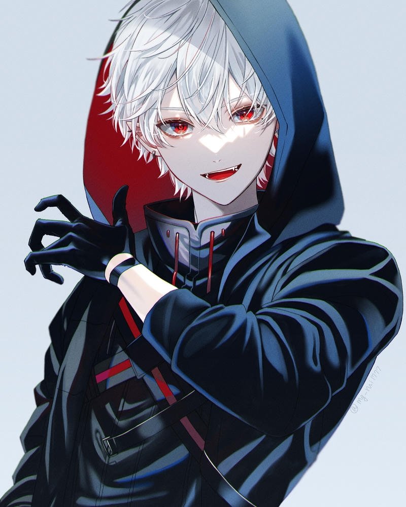 Ảnh anime nam tóc trắng biểu cảm trầm lắng