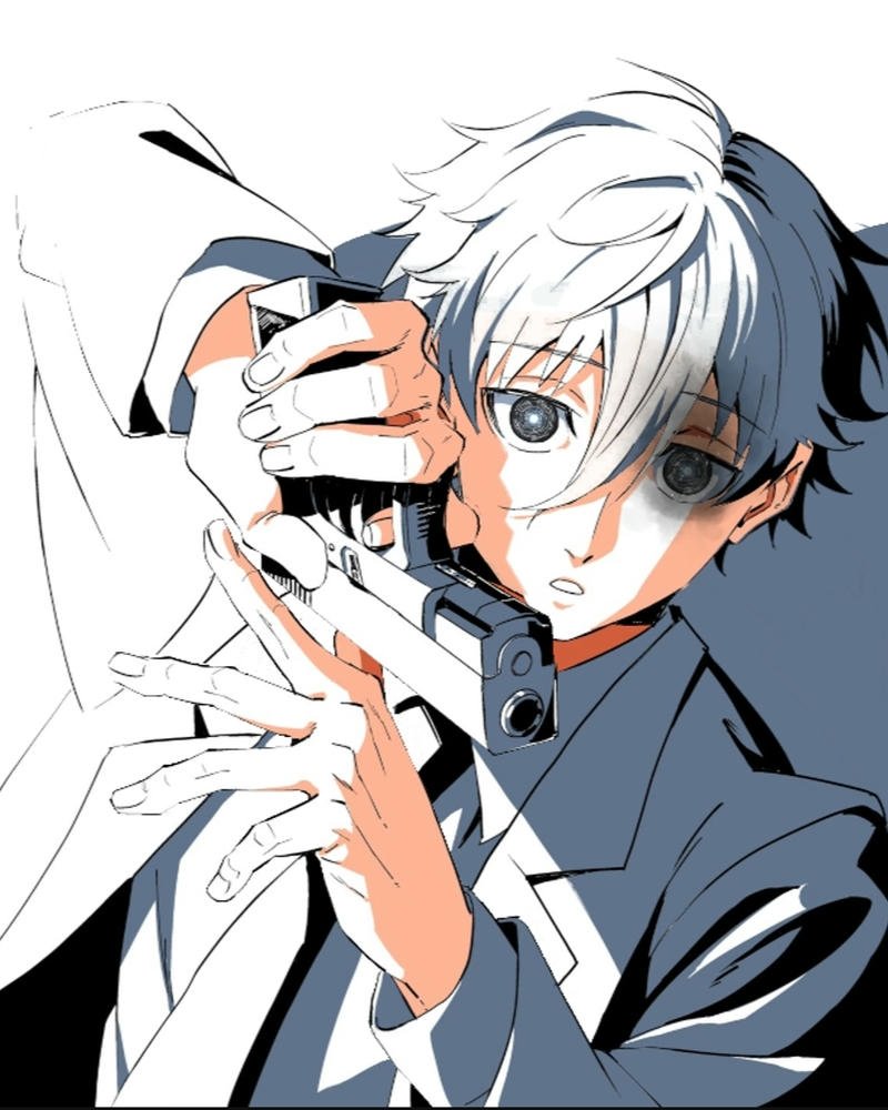 Ảnh anime nam tóc trắng nét vẽ tinh tế