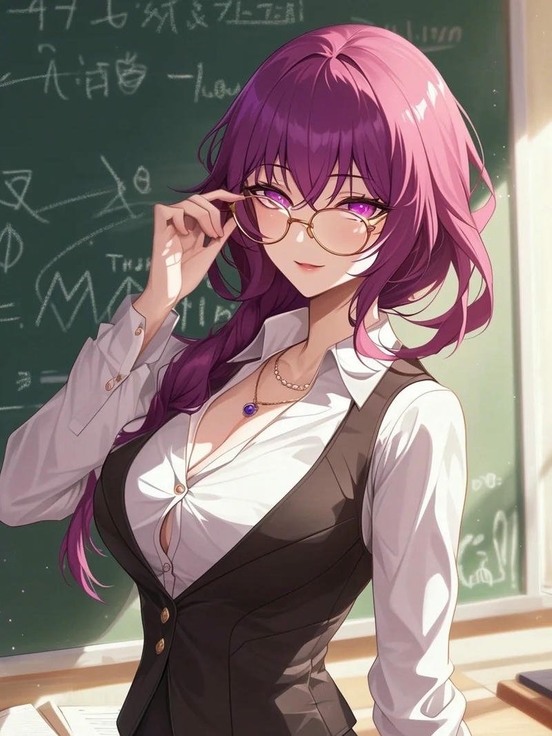 Ảnh cô giáo anime biểu cảm nhẹ nhàng sâu sắc