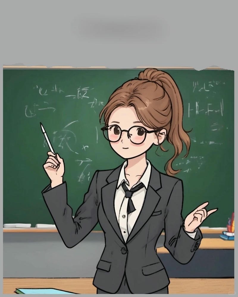 Ảnh cô giáo anime sắc màu hài hòa bắt mắt