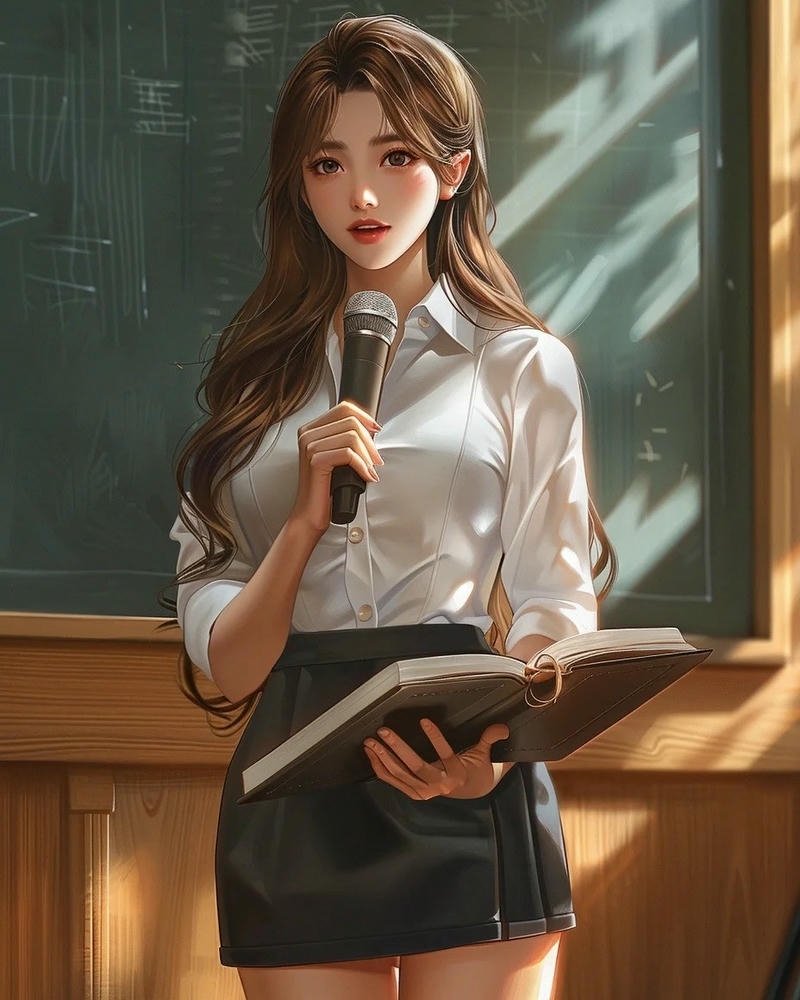 Ảnh cô giáo anime thần thái nghiêm túc cuốn hút