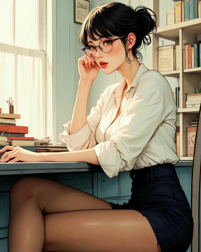 Ảnh cô giáo anime thể hiện phong cách chuyên nghiệp