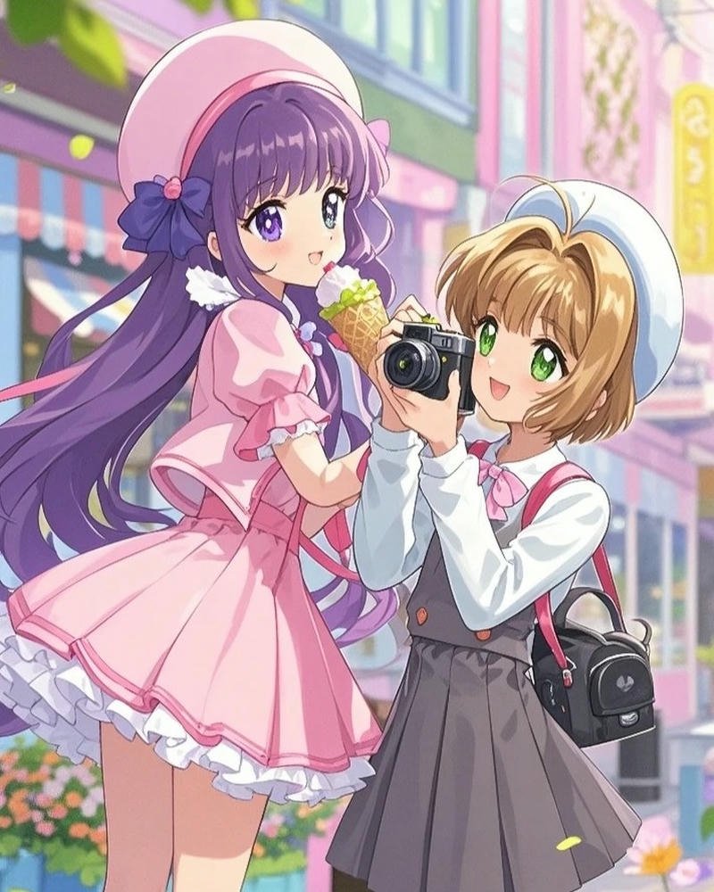 Ảnh đôi bạn thân anime ghi lại phút giây vui vẻ