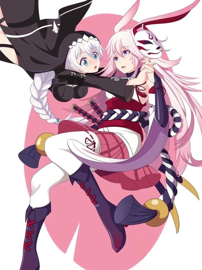 Ảnh nhân vật anime hai cô gái tóc trắng hồng