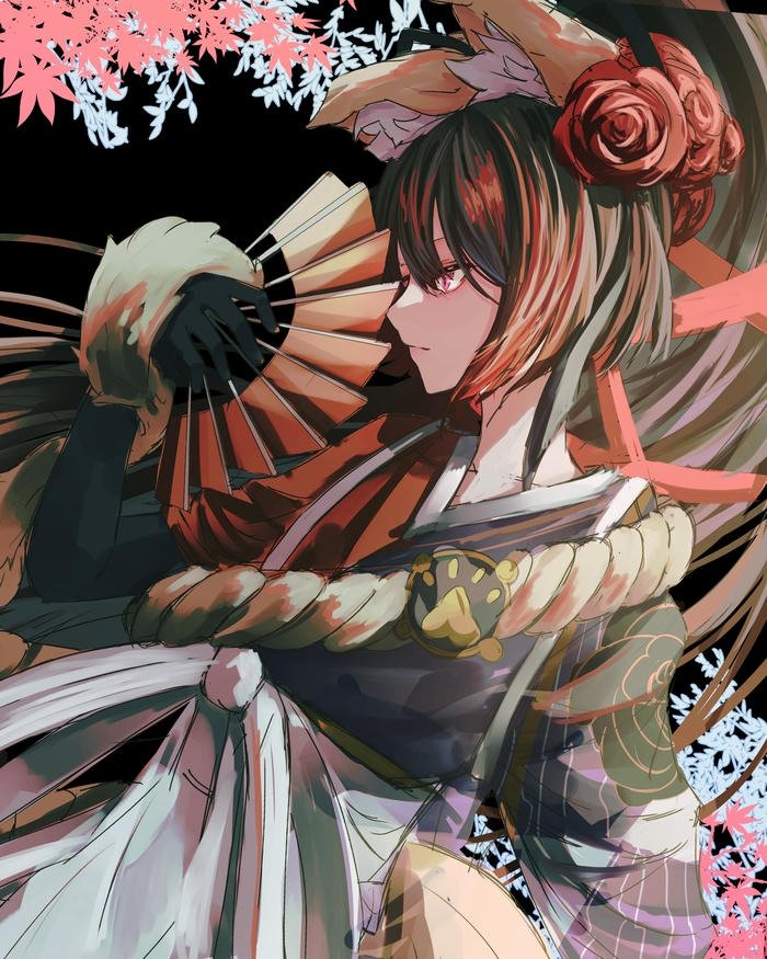 Ảnh nhân vật anime nữ có sừng dưới hoa anh đào