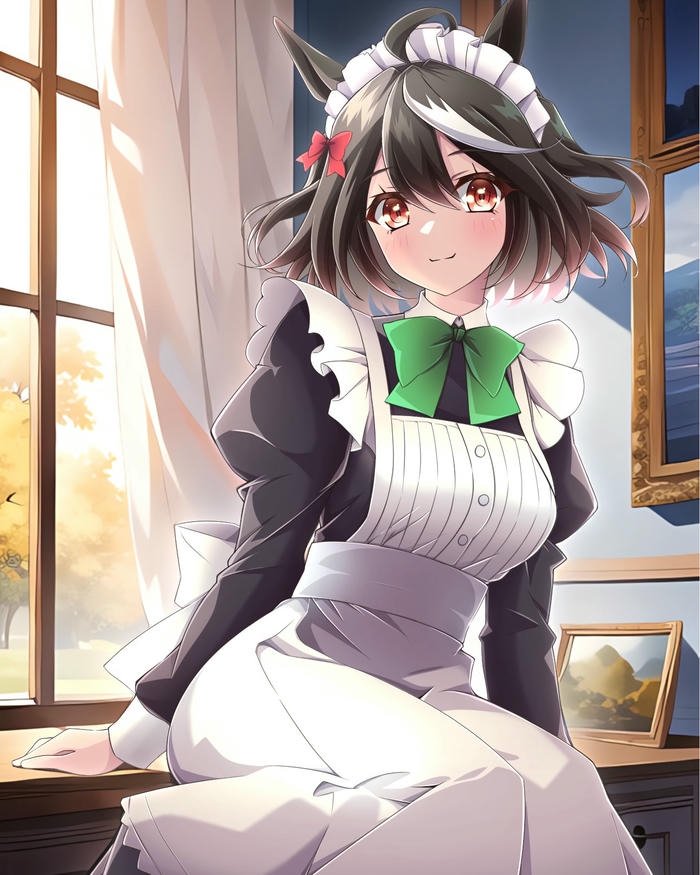 Ảnh nhân vật anime nữ hầu gái tóc đen xanh