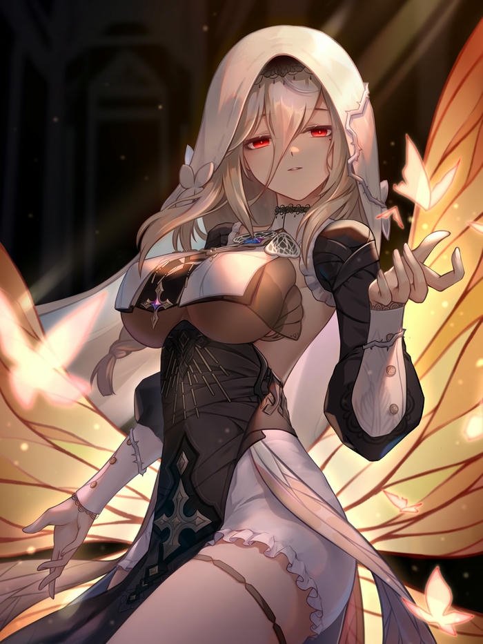 Ảnh nhân vật anime nữ tóc vàng nâu áo đen