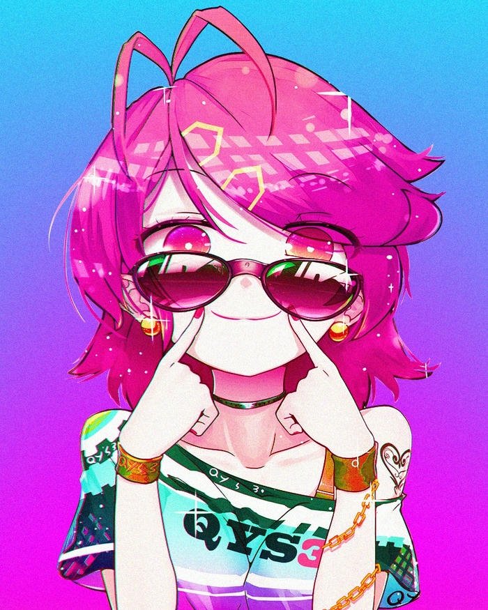 Ảnh nhân vật anime tóc hồng đeo kính râm ngầu