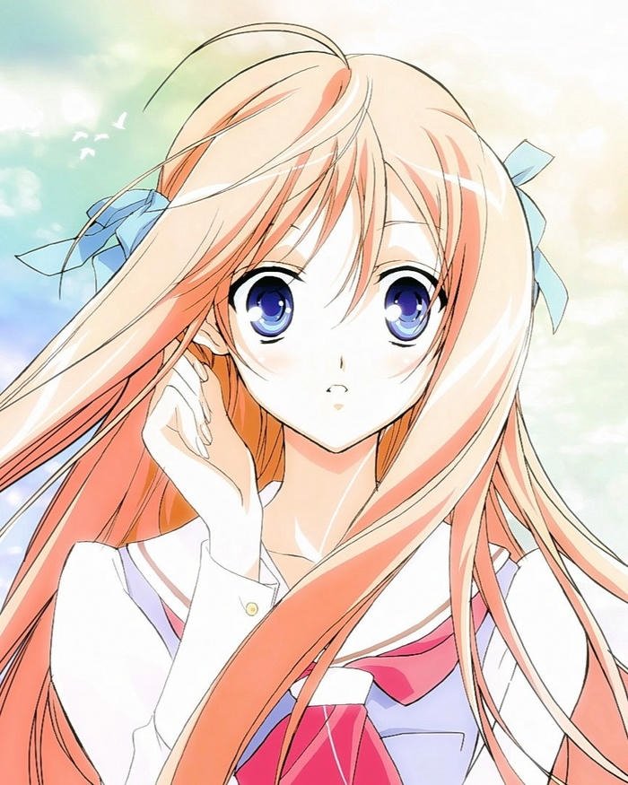 Avatar nhân vật anime nữ tóc cam nhạt mắt xanh